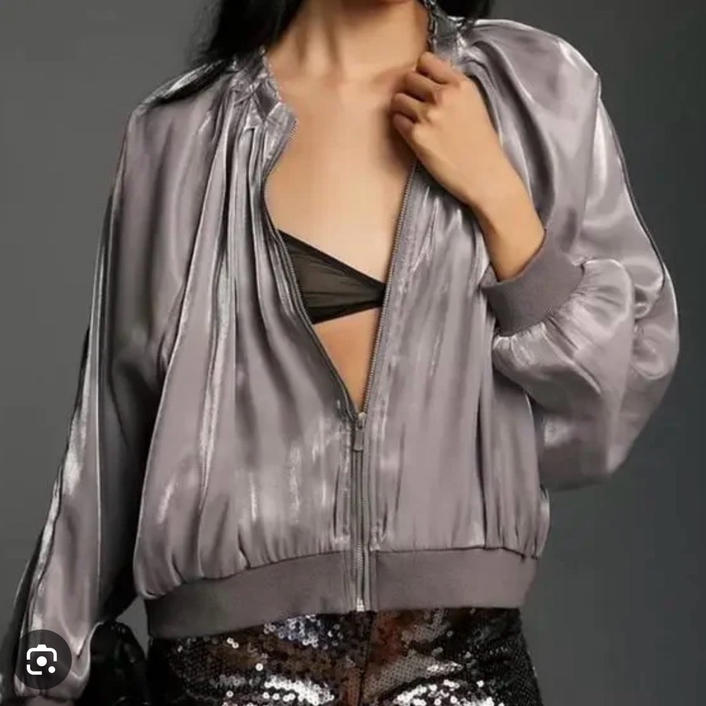 Anthropologie Icy Shine Bomber Jacket Size Large - Picture 3 of 6